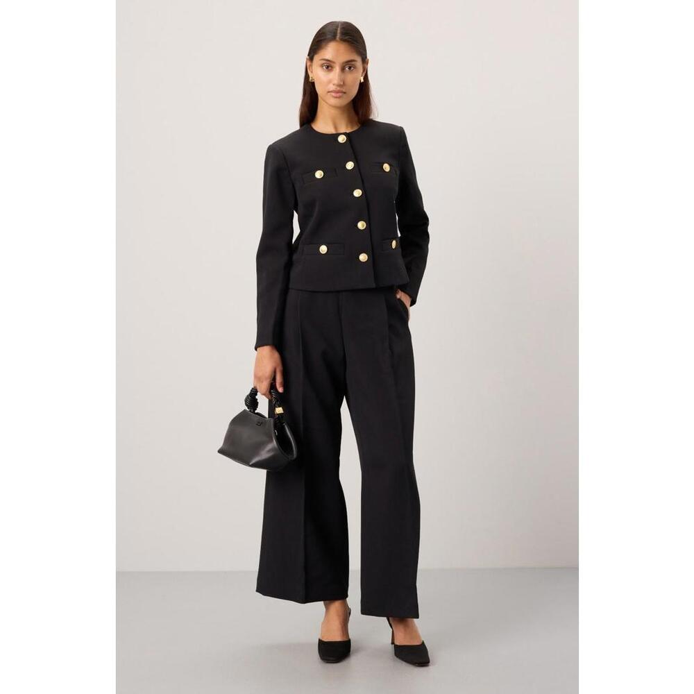 Rosetta Getty x RTR Black Twill Collarless Jacket Size 14 with Missing Buttons